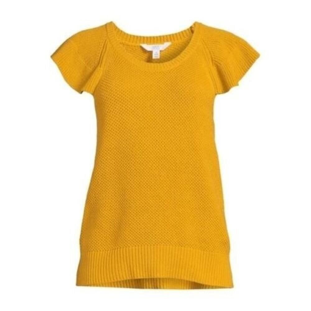 Time And Tru Flutter Sleeve Sweater Yellow Size XL (16-18)